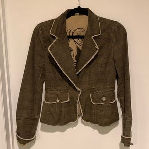 La Classe Couture tailored brown plaid jacket with raw edge seams. US S.